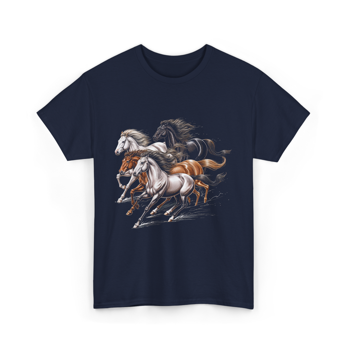 Horses Running Horse Lover T-Shirt - Navy
