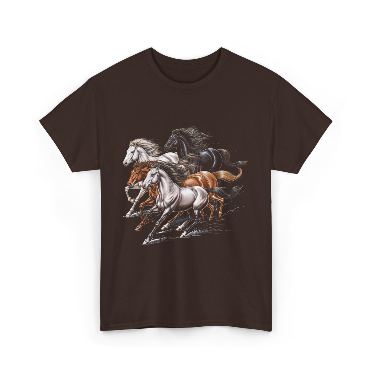 Horses Running Horse Lover T-Shirt - Dark Chocolate