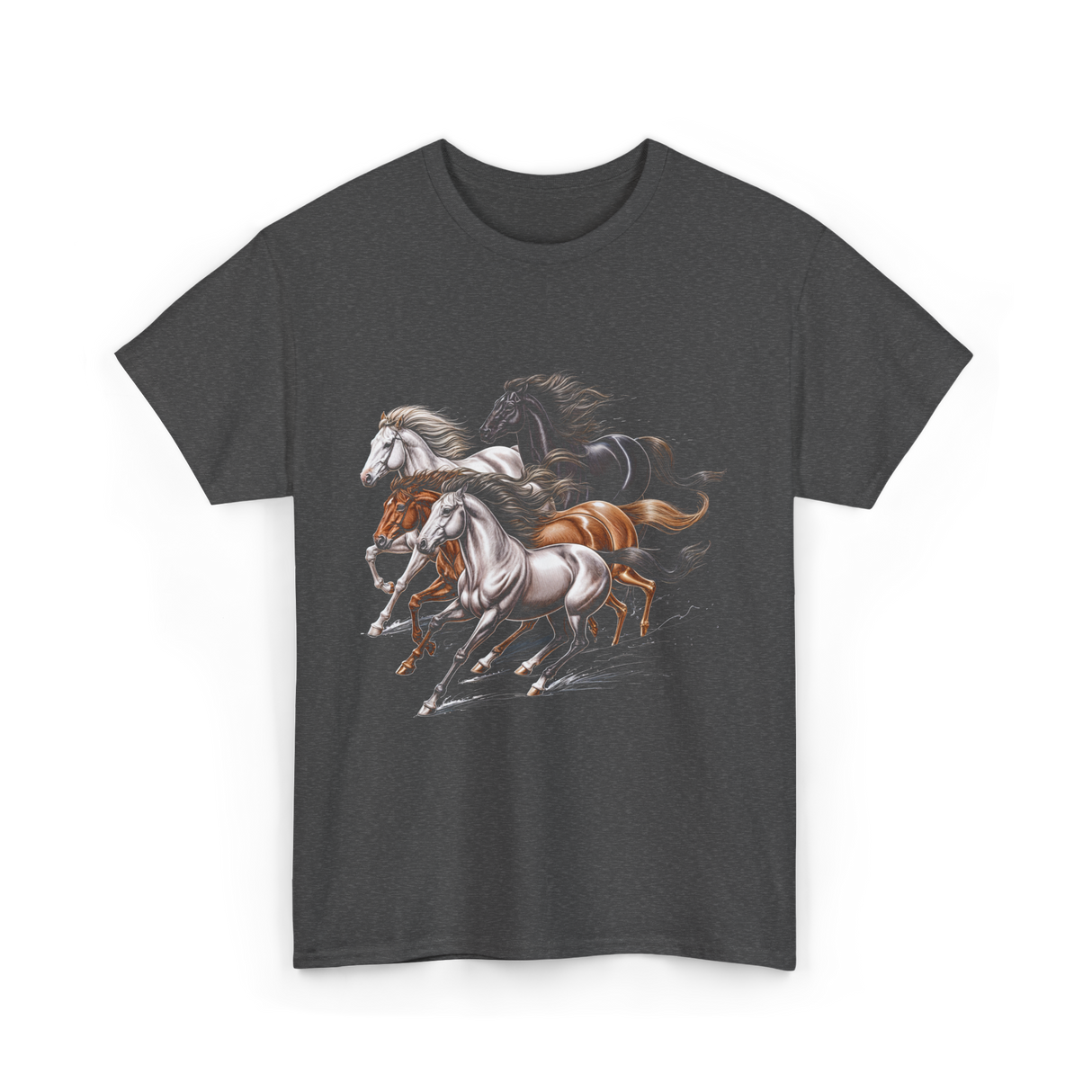 Horses Running Horse Lover T-Shirt - Dark Heather
