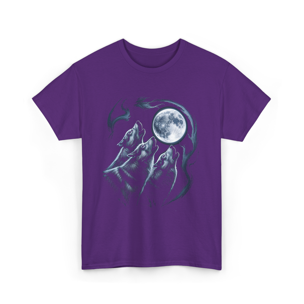 Howling Wolves Moon Wildlife T-Shirt - Purple
