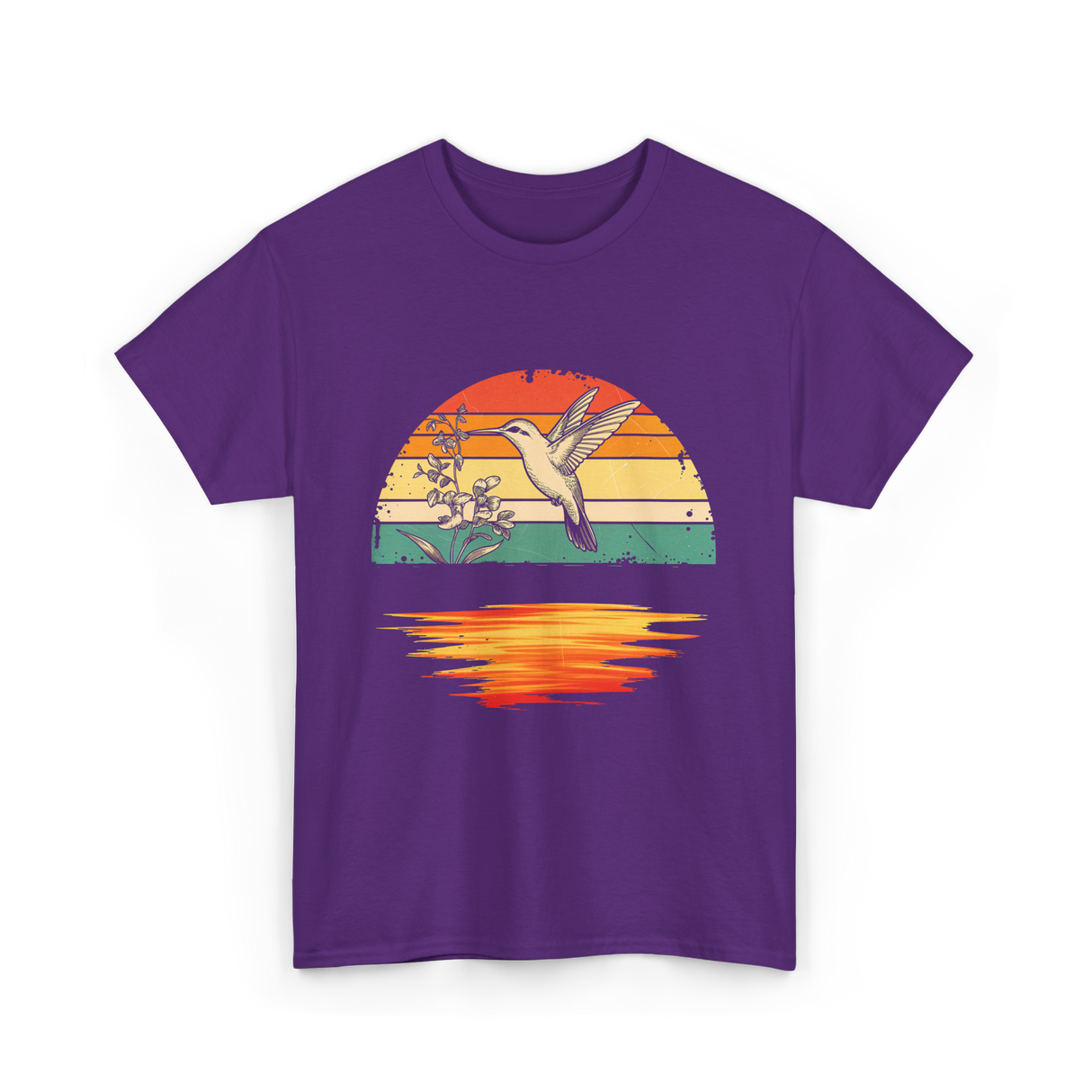 Hummingbird Vintage Sunset Hummingbirds T-Shirt - Purple