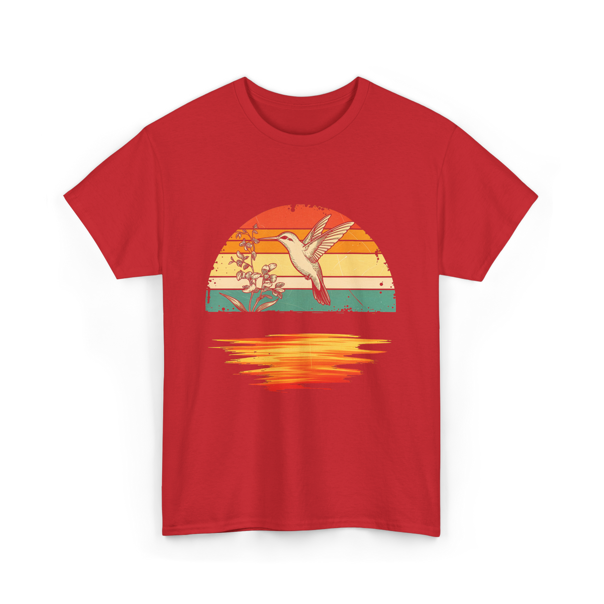 Hummingbird Vintage Sunset Hummingbirds T-Shirt - Red