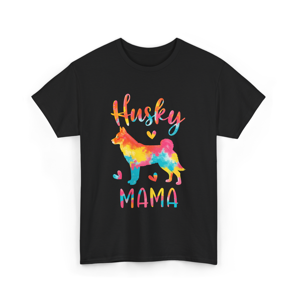 Husky Mama Colorful Husky T-Shirt - Black