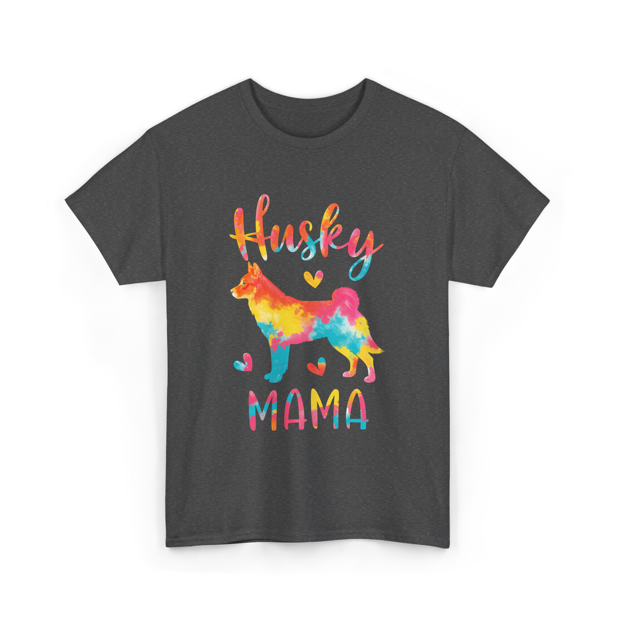 Husky Mama Colorful Husky T-Shirt - Dark Heather