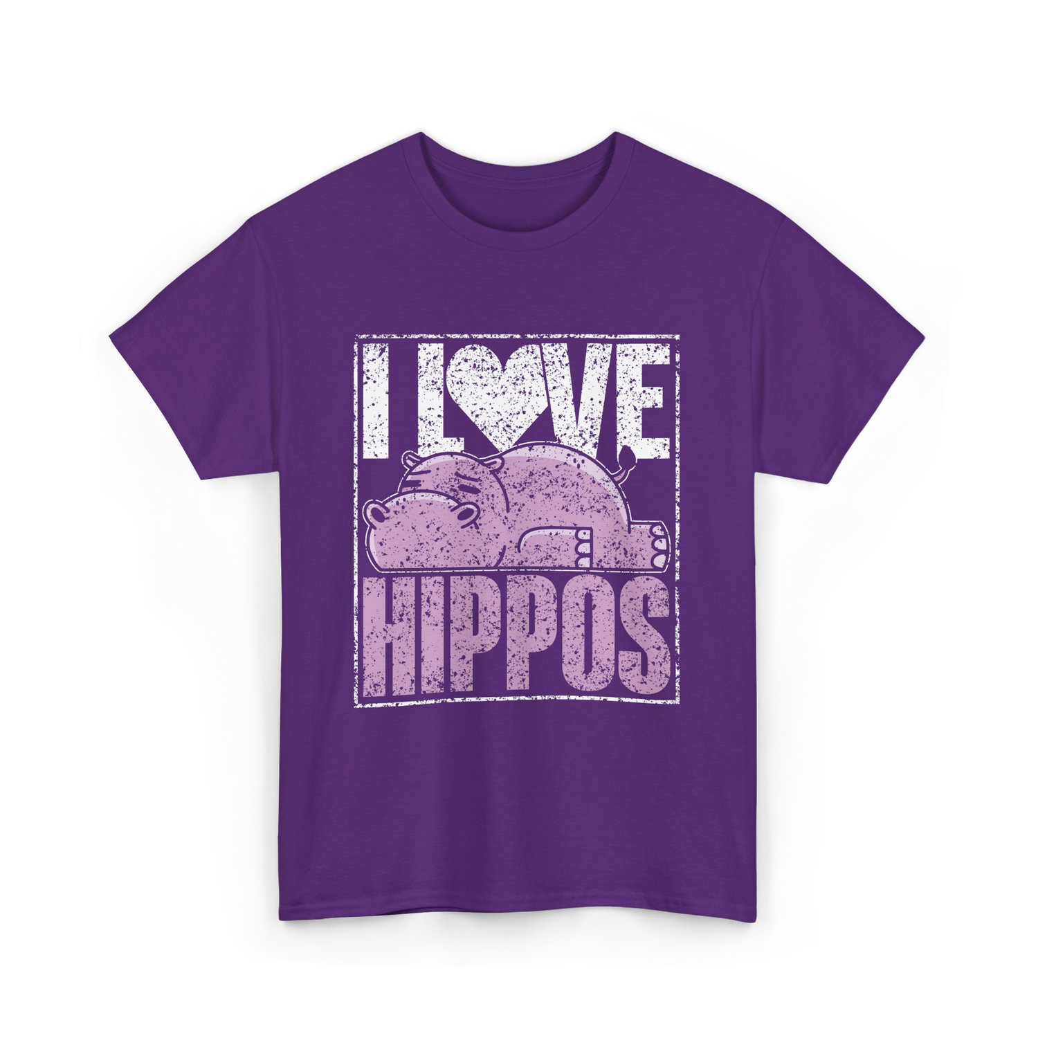I Love Hippos Hippopotamus Cute T-Shirt - Purple