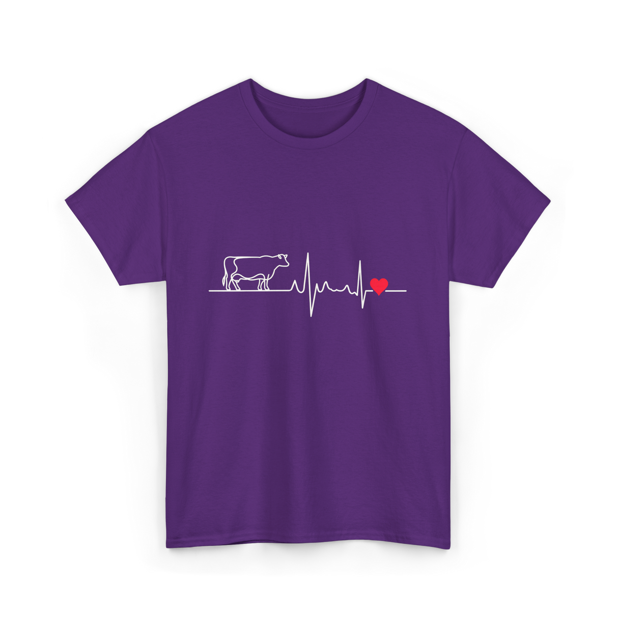 I Love My Cow Heartbeat Cow Lover T-Shirt - Purple