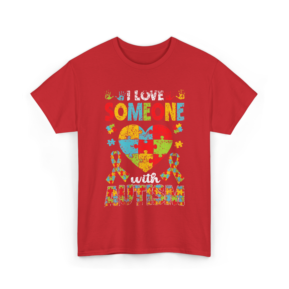 I Love Someone Autism Support T-Shirt - Red