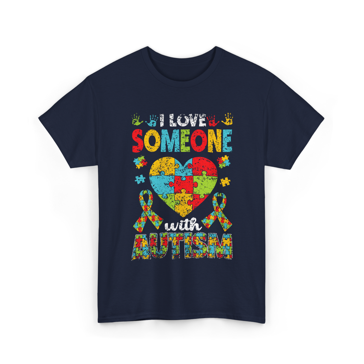 I Love Someone Autism Support T-Shirt - Navy