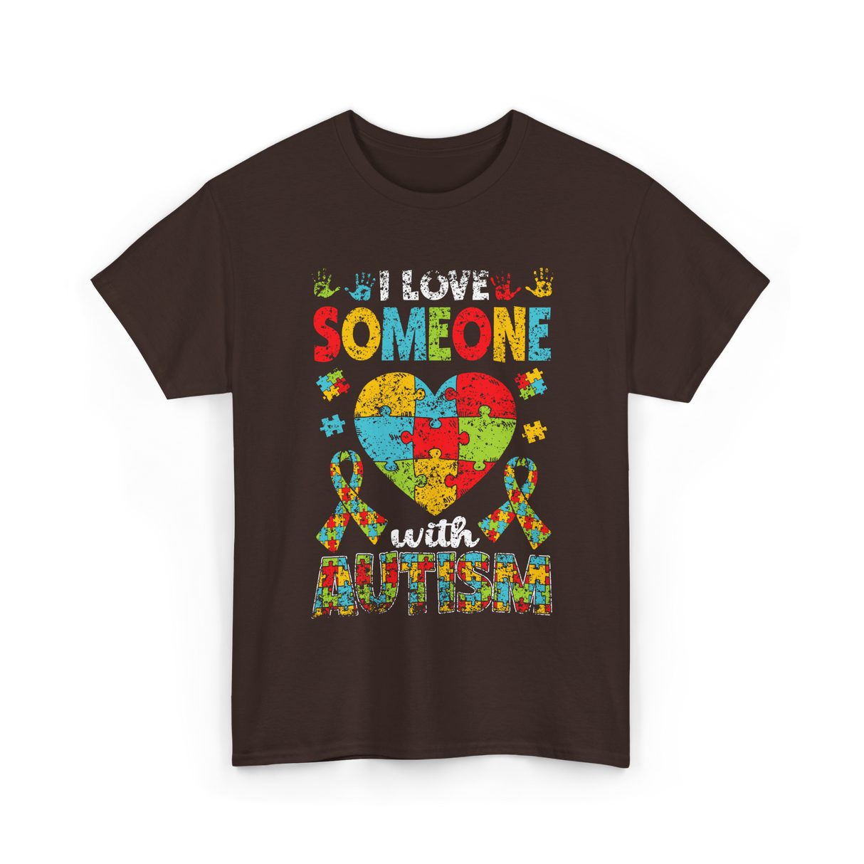 I Love Someone Autism Support T-Shirt - Dark Chocolate