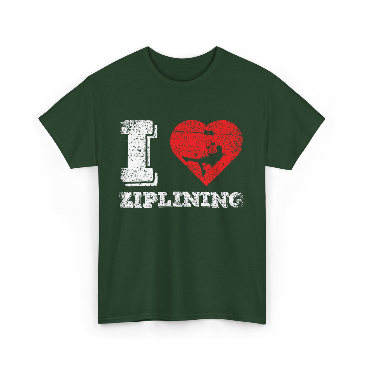 I Love Ziplining Zipline Sports Adventure T-Shirt - Forest Green