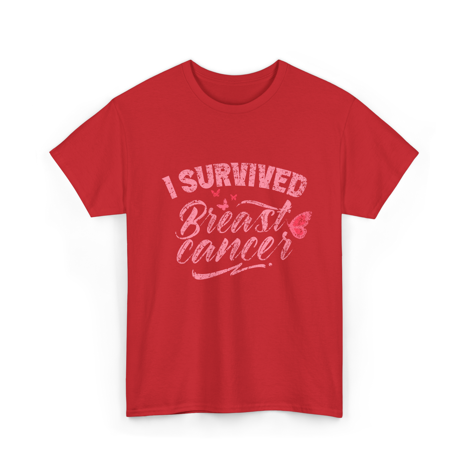 I Survived Breast Cancer Support T-Shirt - Red