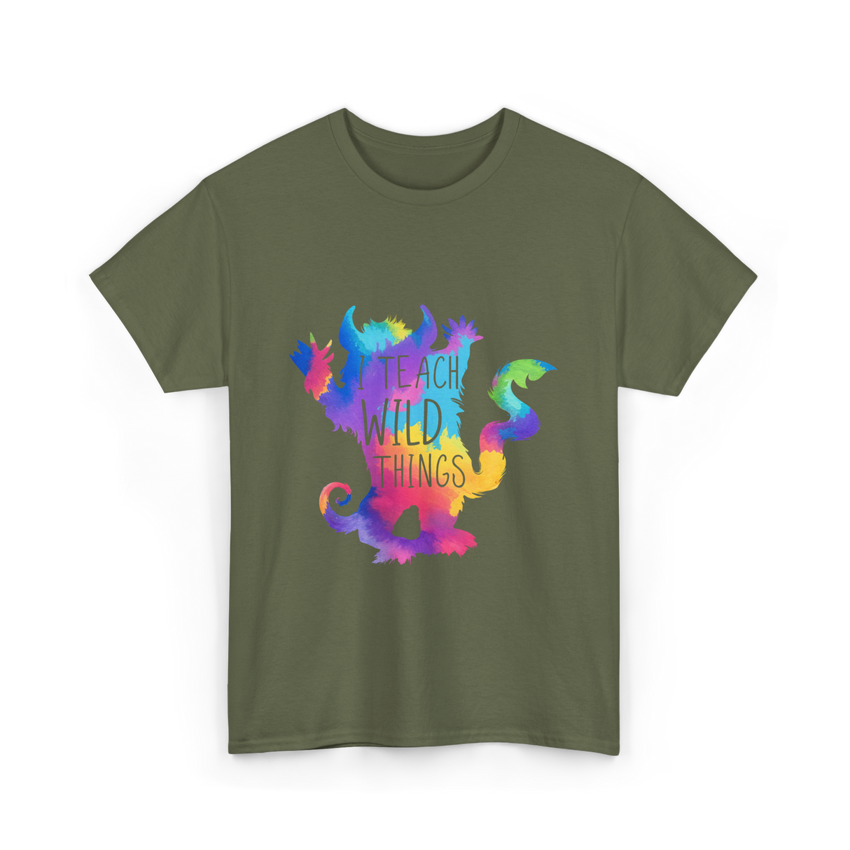 I Teach Wild Things Teacher T-Shirt - Military Green