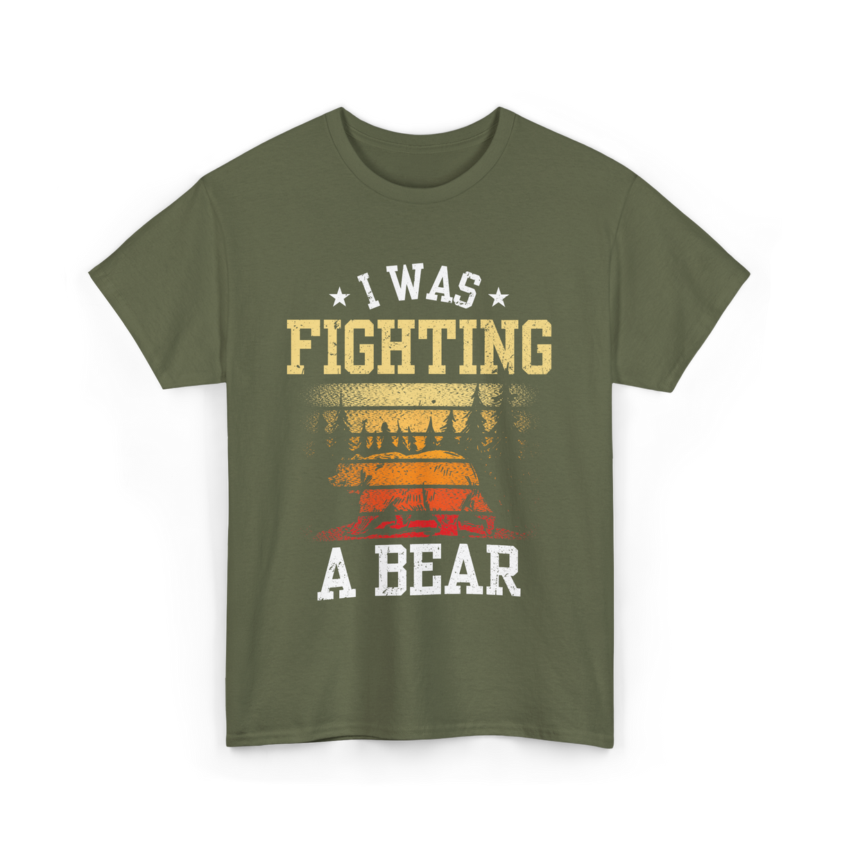 I Was Fighting A Bear Survivor T-Shirt - Military Green