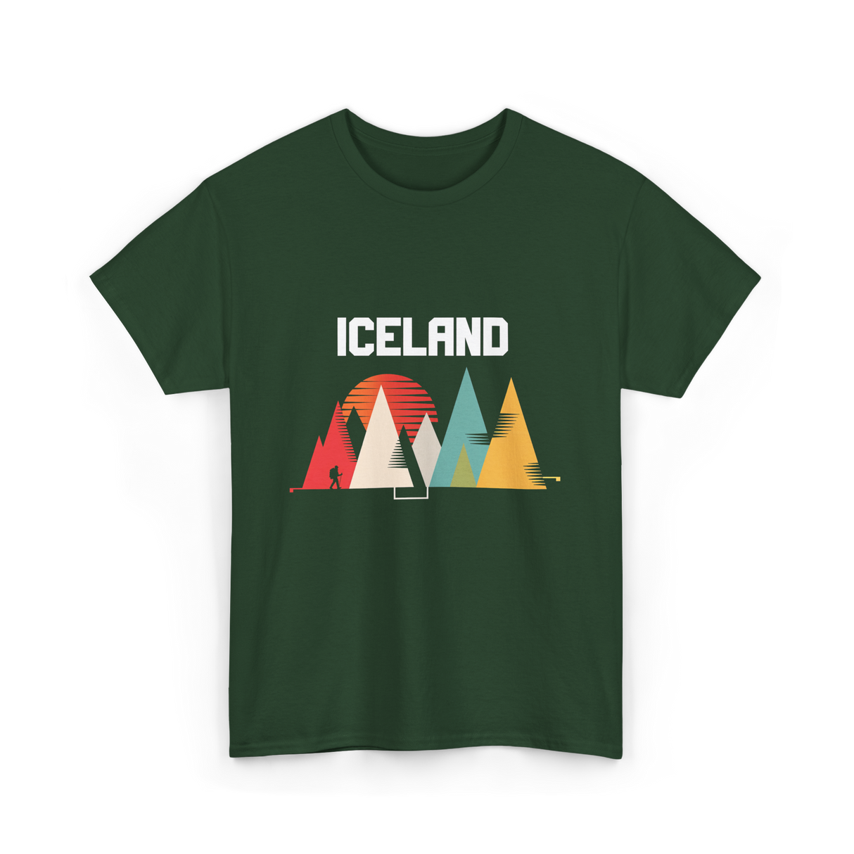 Iceland Mountains Adventure T-Shirt - Forest Green