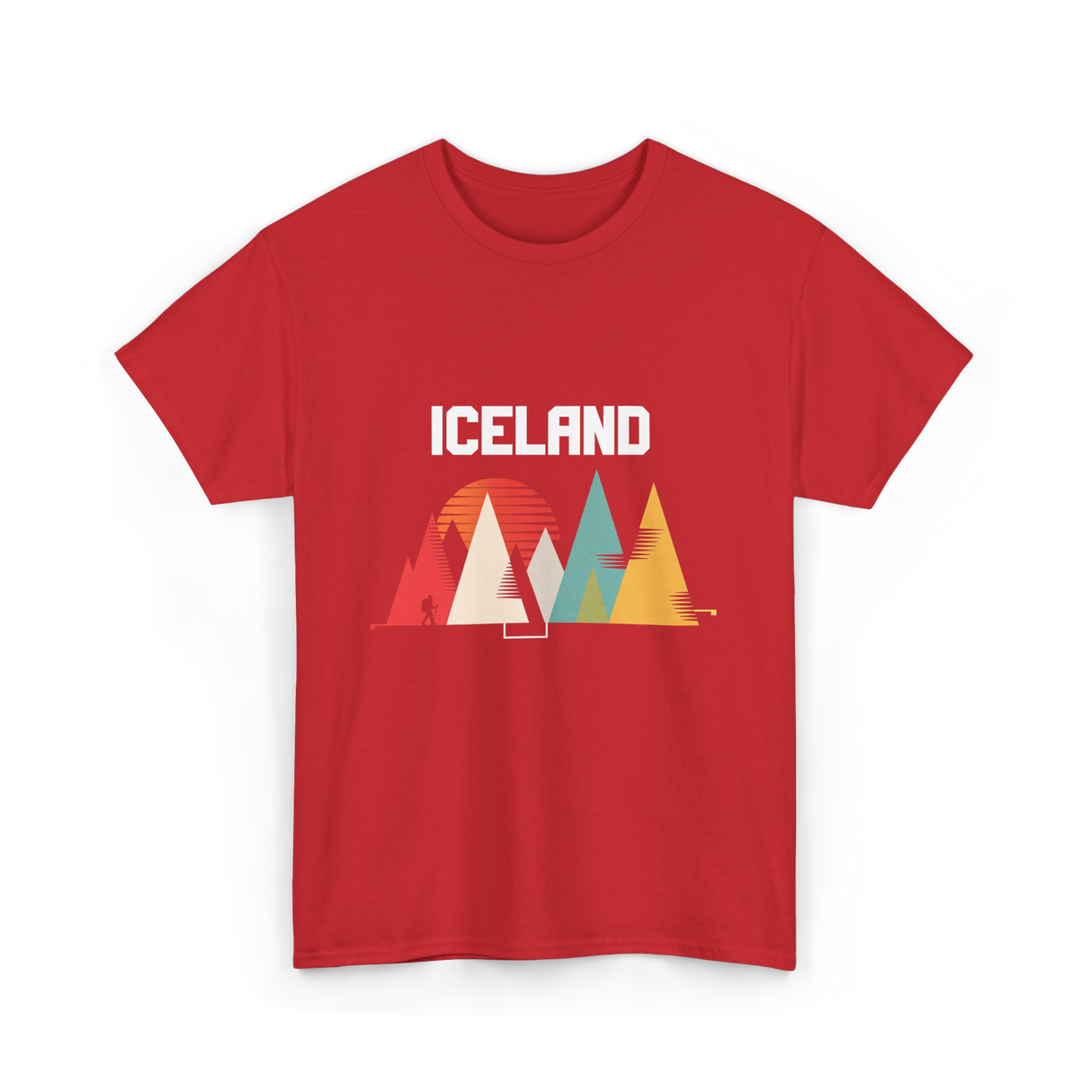 Iceland Mountains Adventure T-Shirt - Red