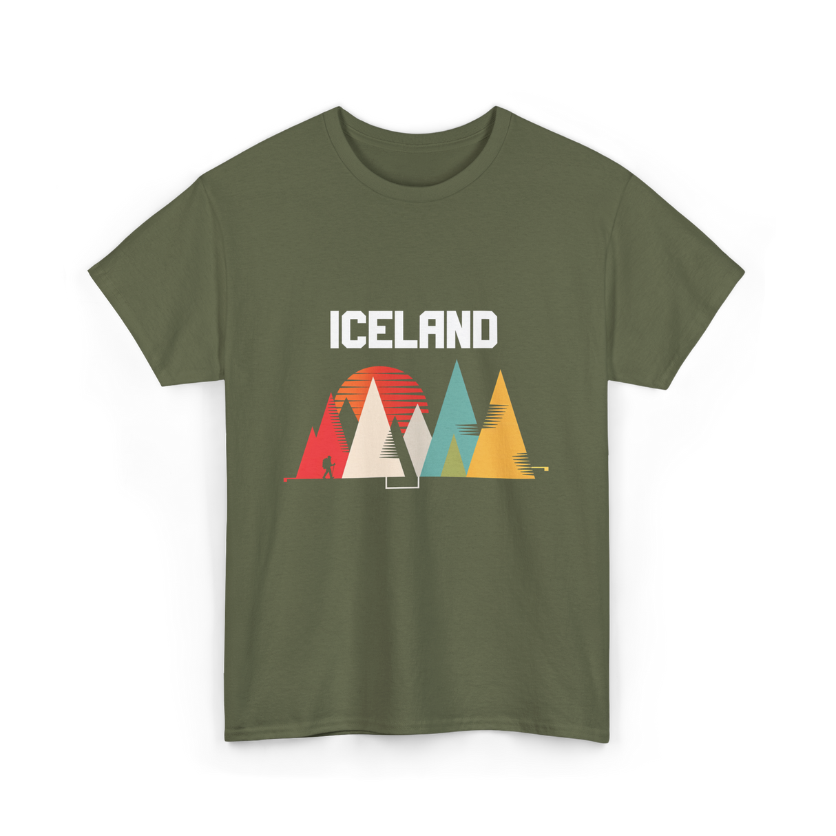 Iceland Mountains Adventure T-Shirt - Military Green