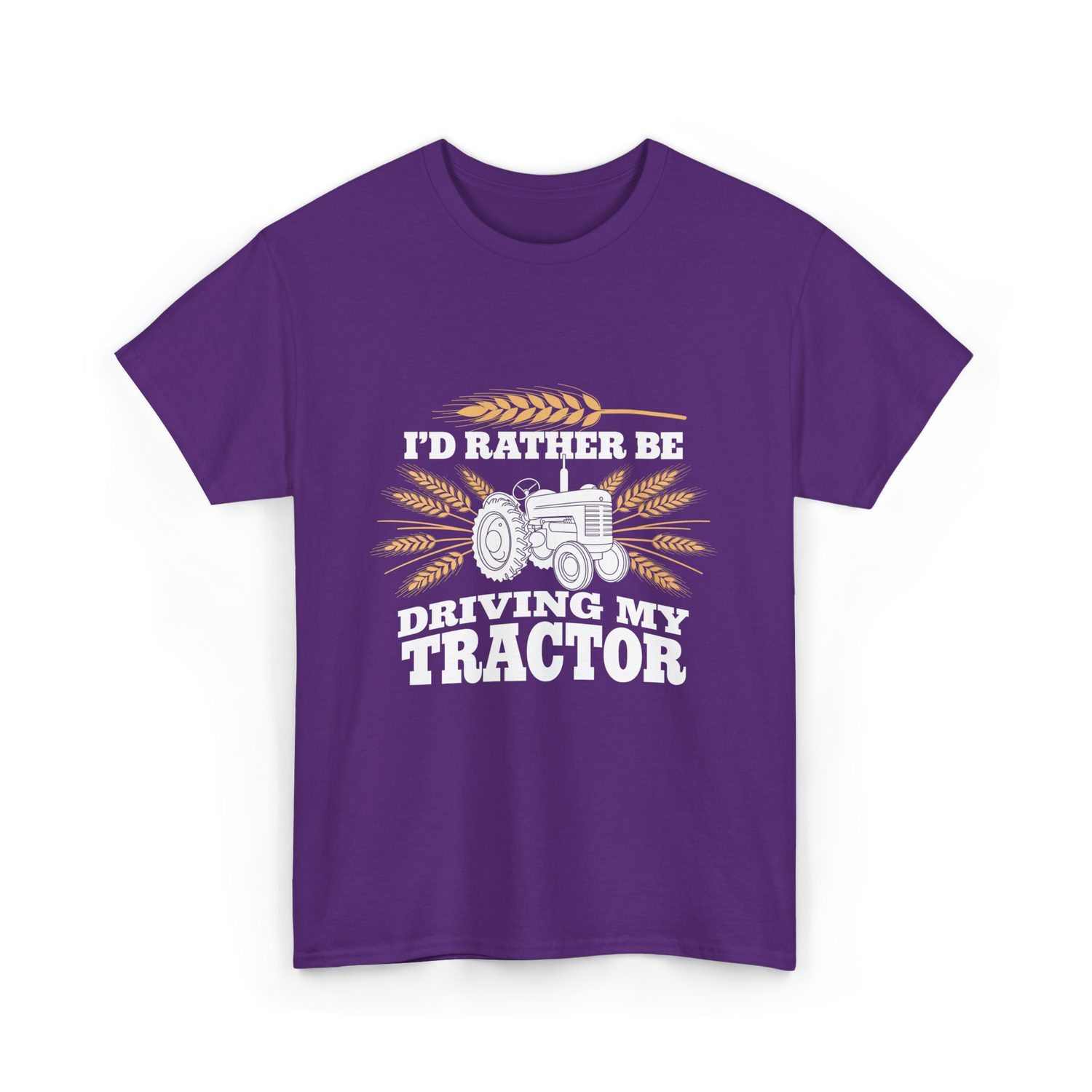 I'd Rather Be Driving Tractor Farmer T-Shirt - Purple