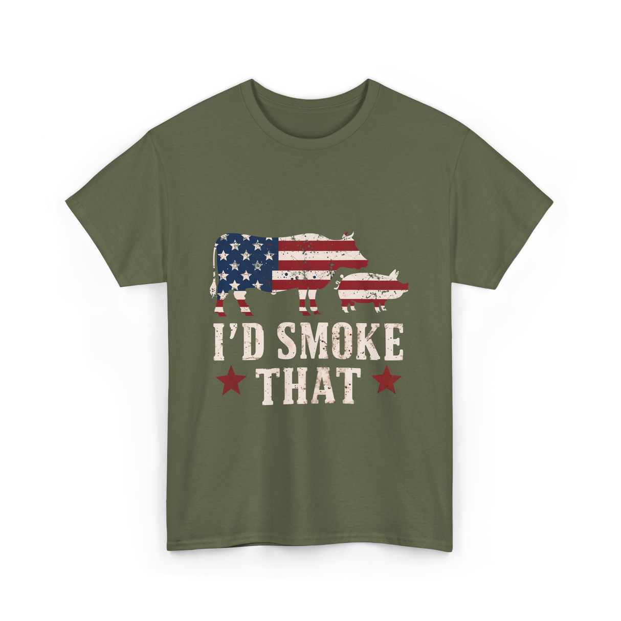 I'd Smoke That BBQ Grill T-Shirt - Military Green