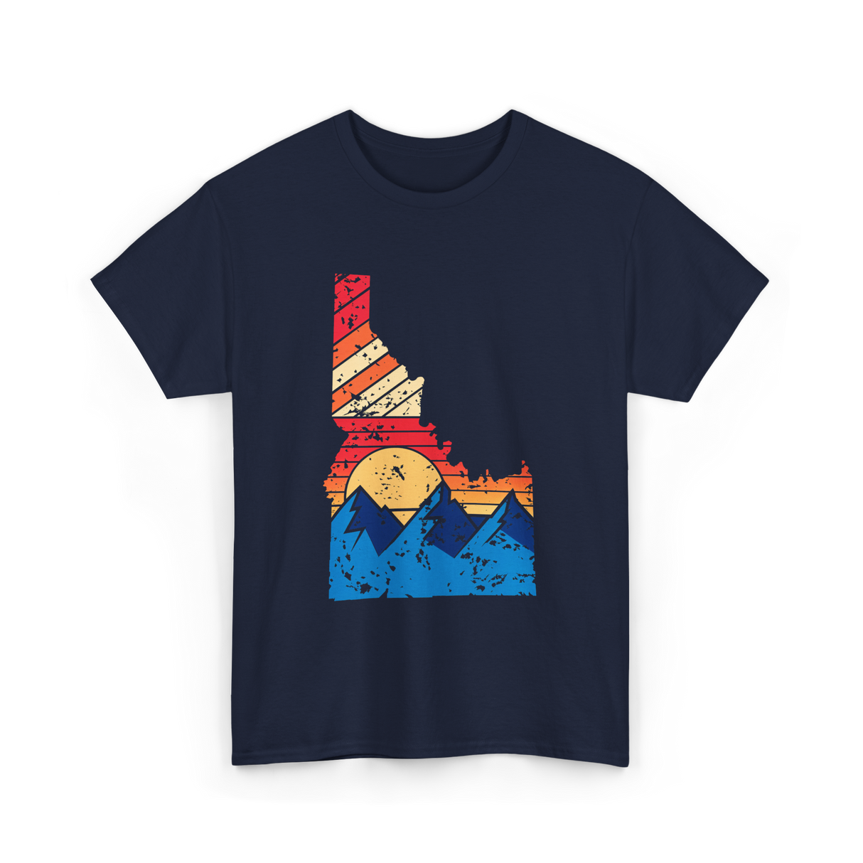 Idaho Mountains Vintage Landscape T-Shirt - Navy