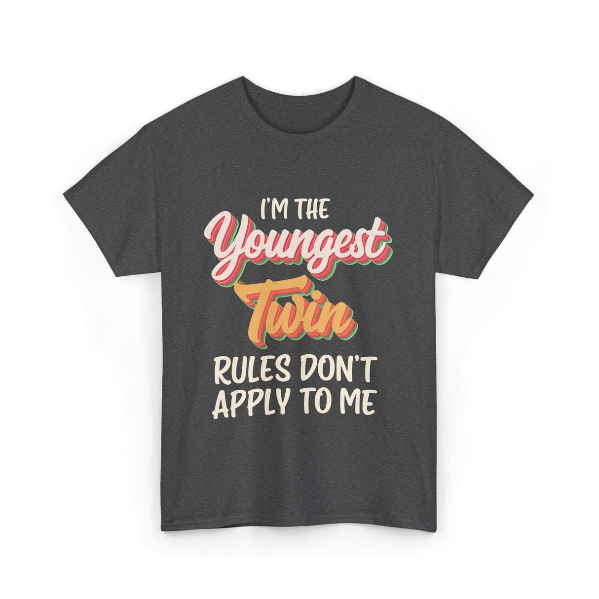 I'm The Youngest Twin Twinning T-Shirt - Dark Heather