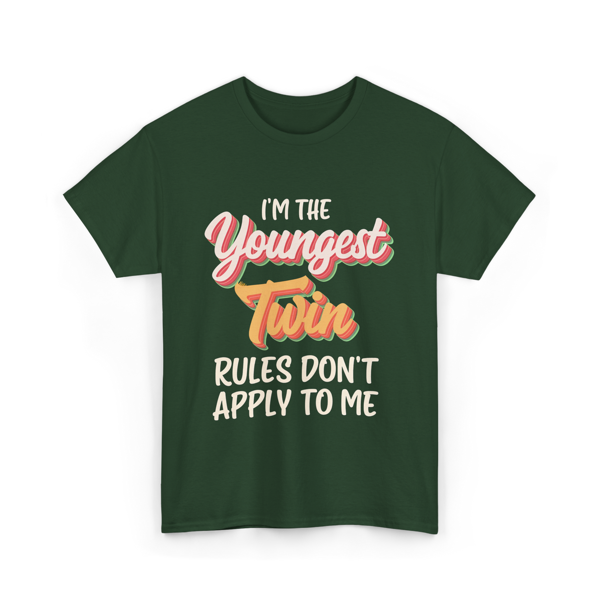 I'm The Youngest Twin Twinning T-Shirt - Forest Green