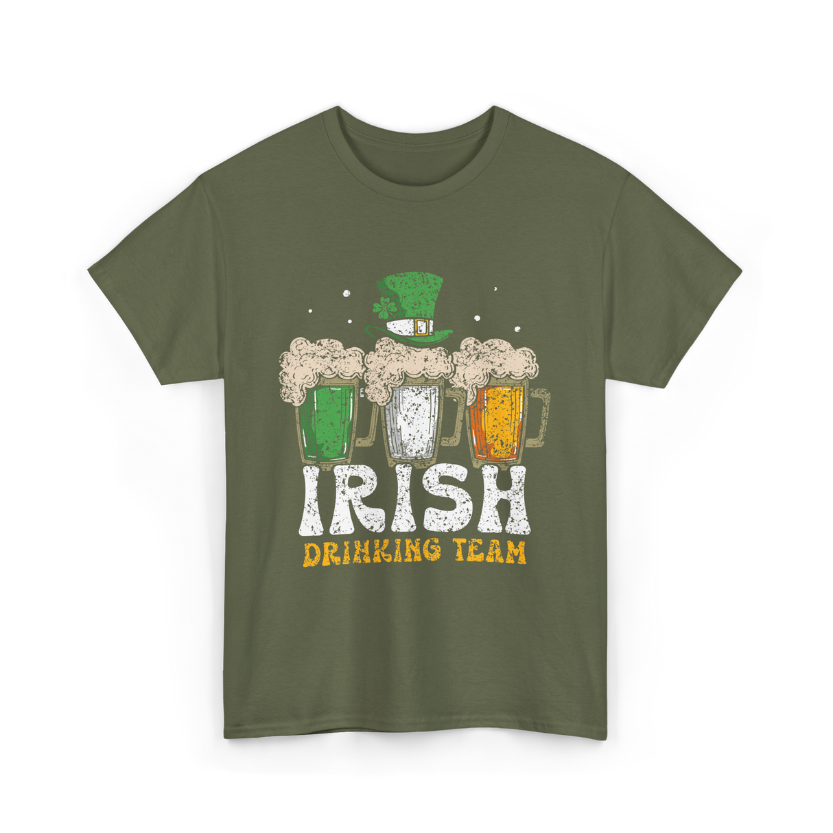 Irish Drinking Team Beer T-Shirt - Military Green