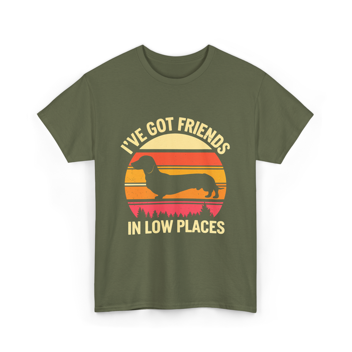 I've Got Friends Dachshund Pals T-Shirt - Military Green