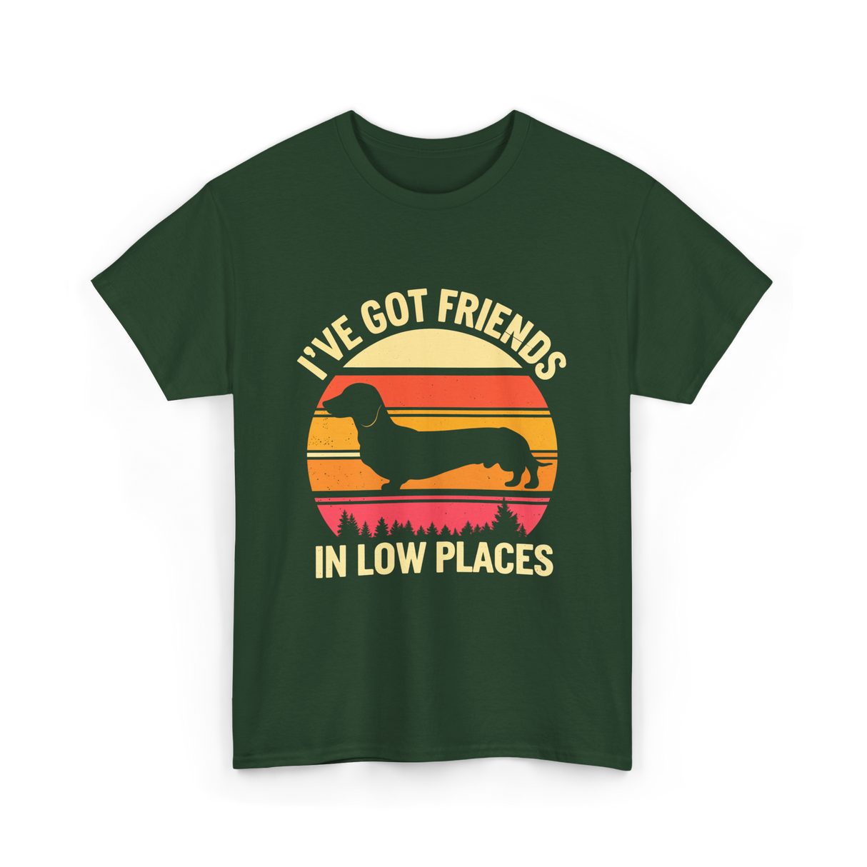 I've Got Friends Dachshund Pals T-Shirt - Forest Green