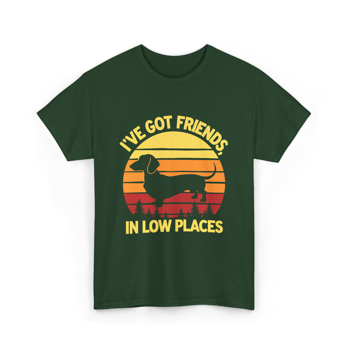 I've Got Friends Dachshund T-Shirt - Forest Green