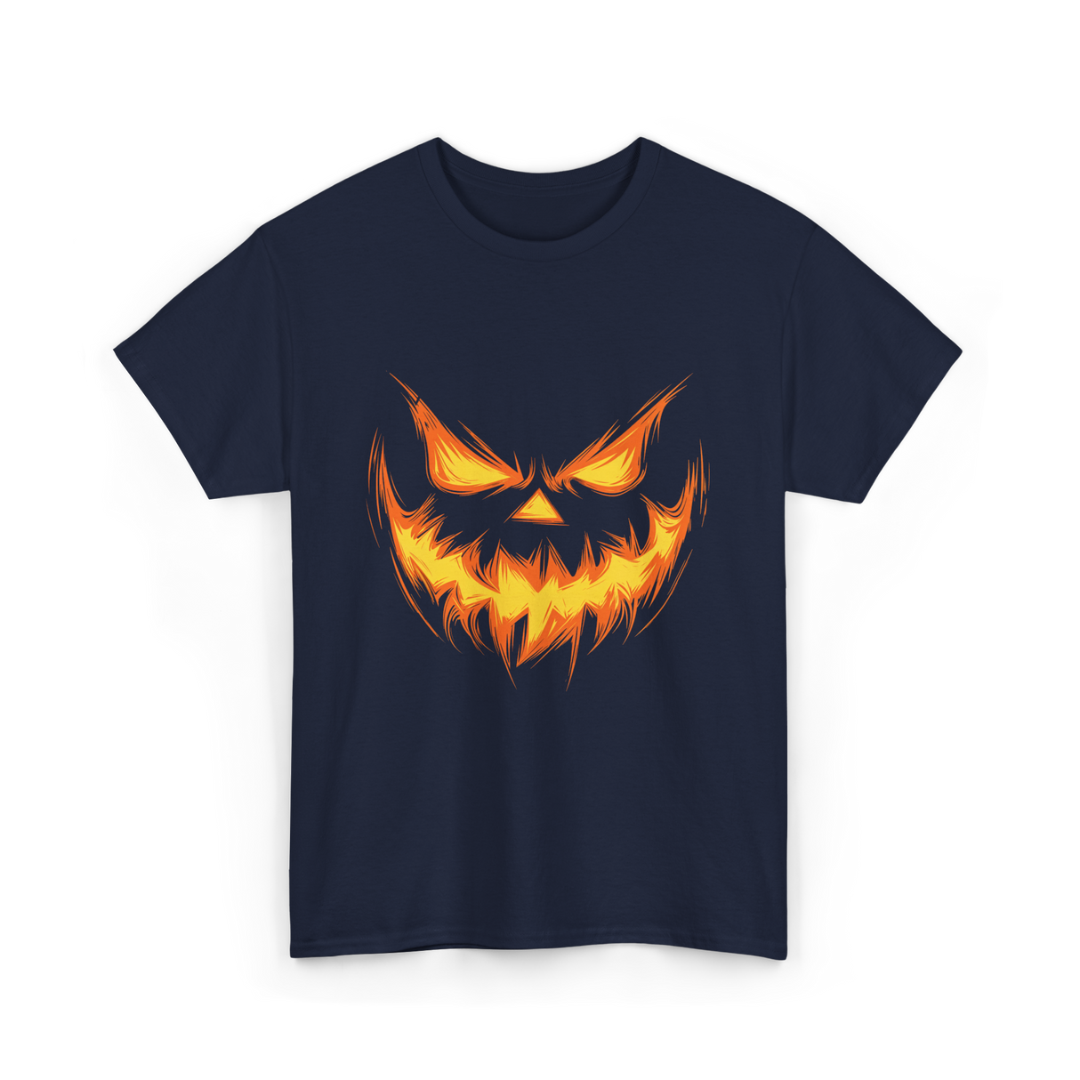 Jack O Lantern Face Pumpkin Halloween T-Shirt - Navy