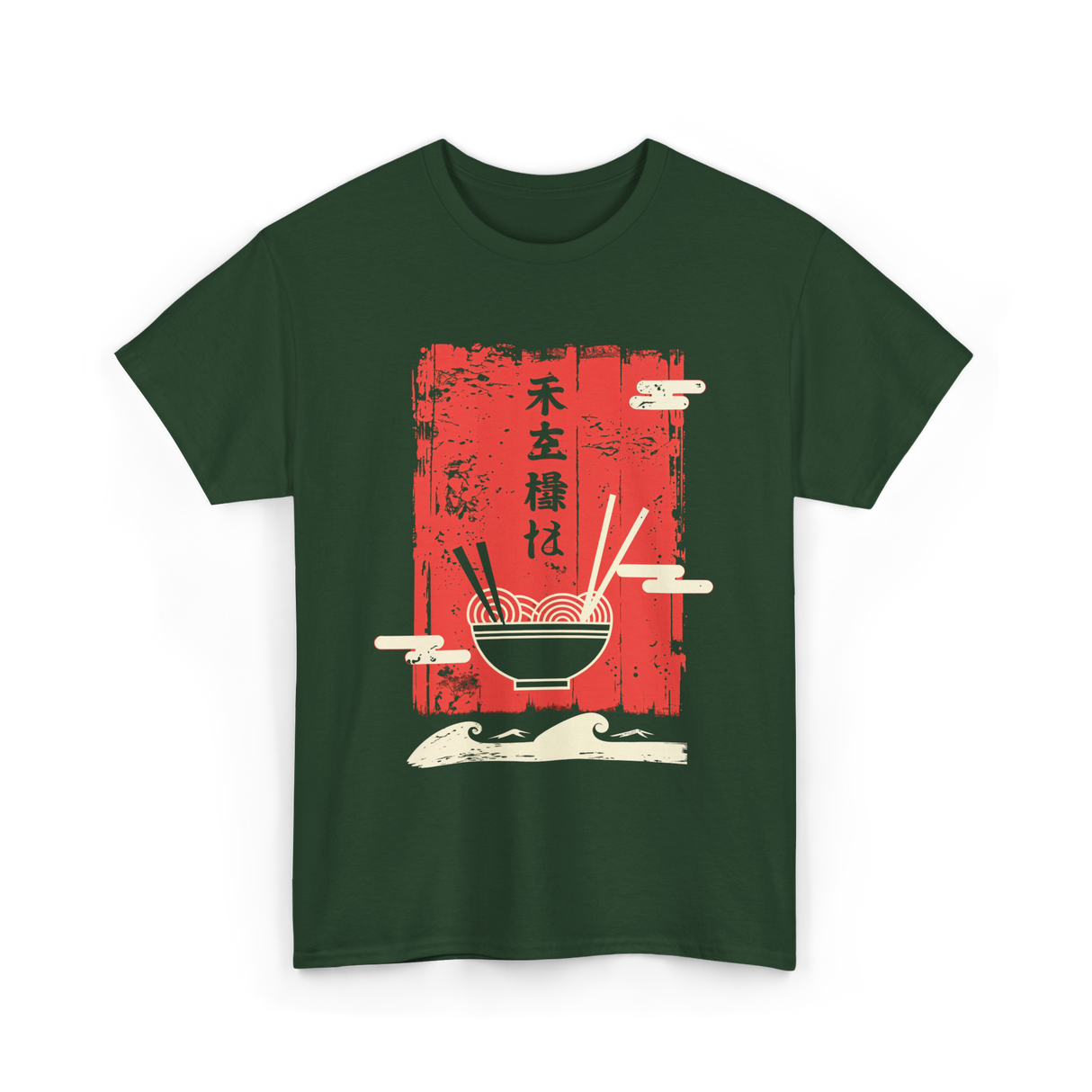 Japanese Noodles Art Cuisine T-Shirt - Forest Green