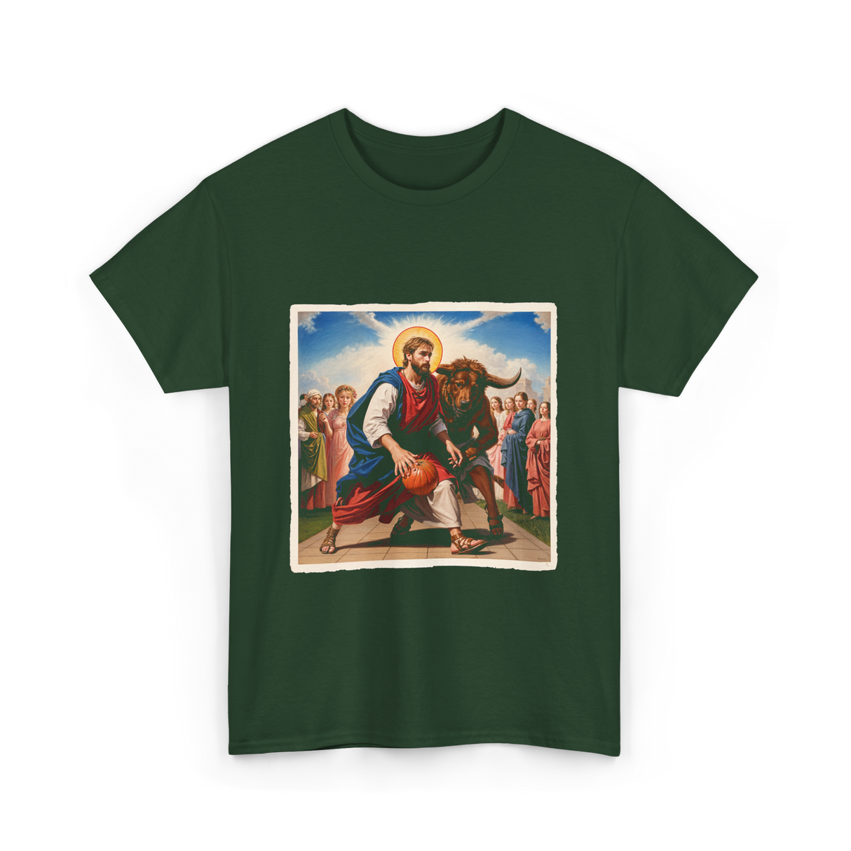 Jesus and Basketball Jesus T-Shirt - Forest Green
