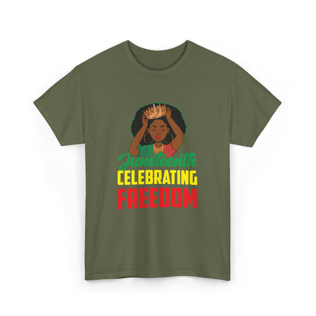 Juneteenth Celebrating Freedom Awareness T-Shirt - Military Green
