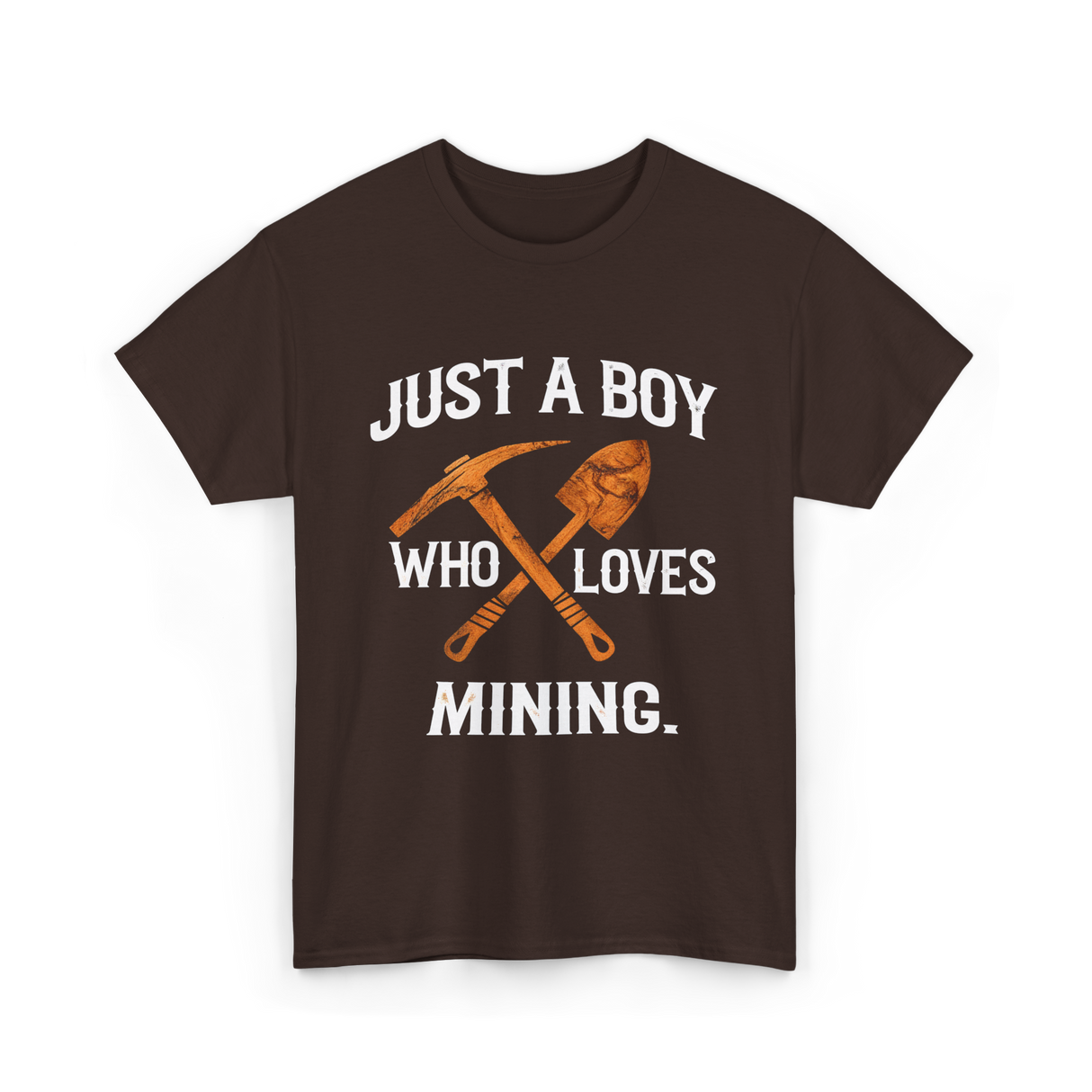 Just A Boy Mining Miner T-Shirt - Dark Chocolate