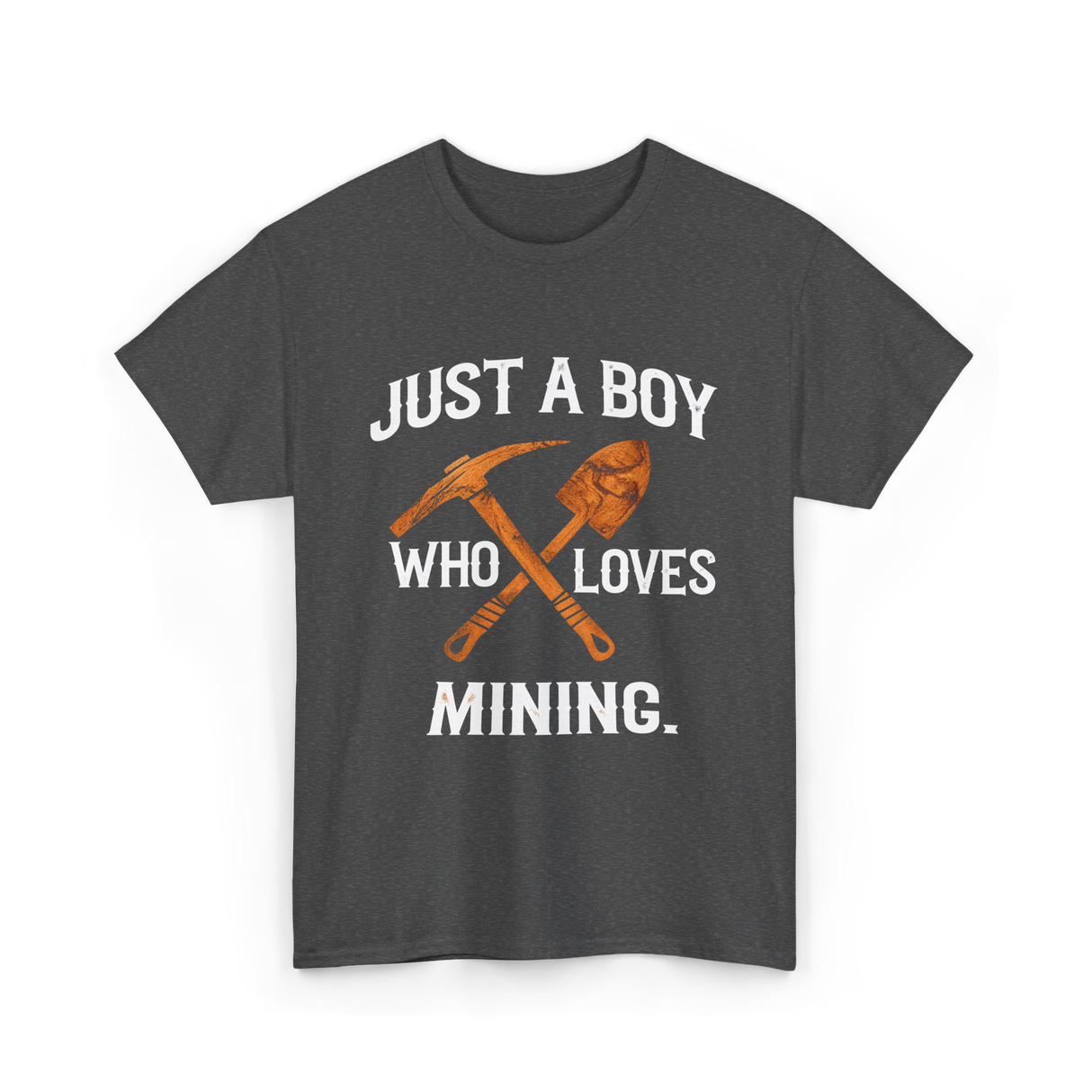 Just A Boy Mining Miner T-Shirt - Dark Heather
