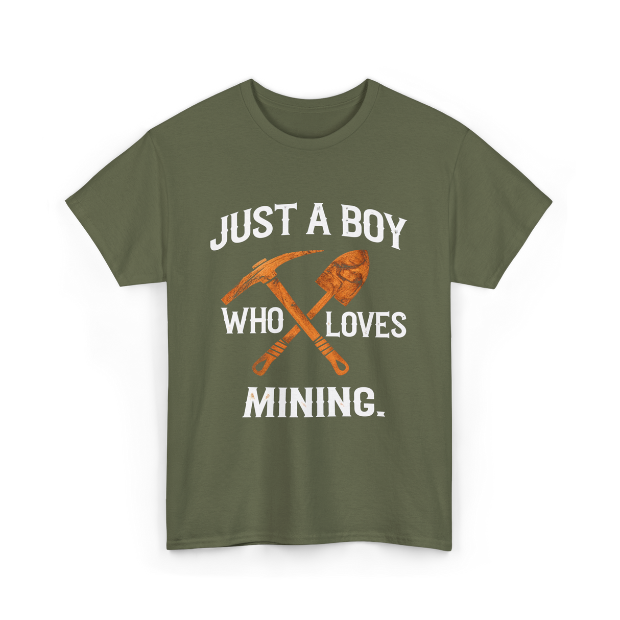 Just A Boy Mining Miner T-Shirt - Military Green