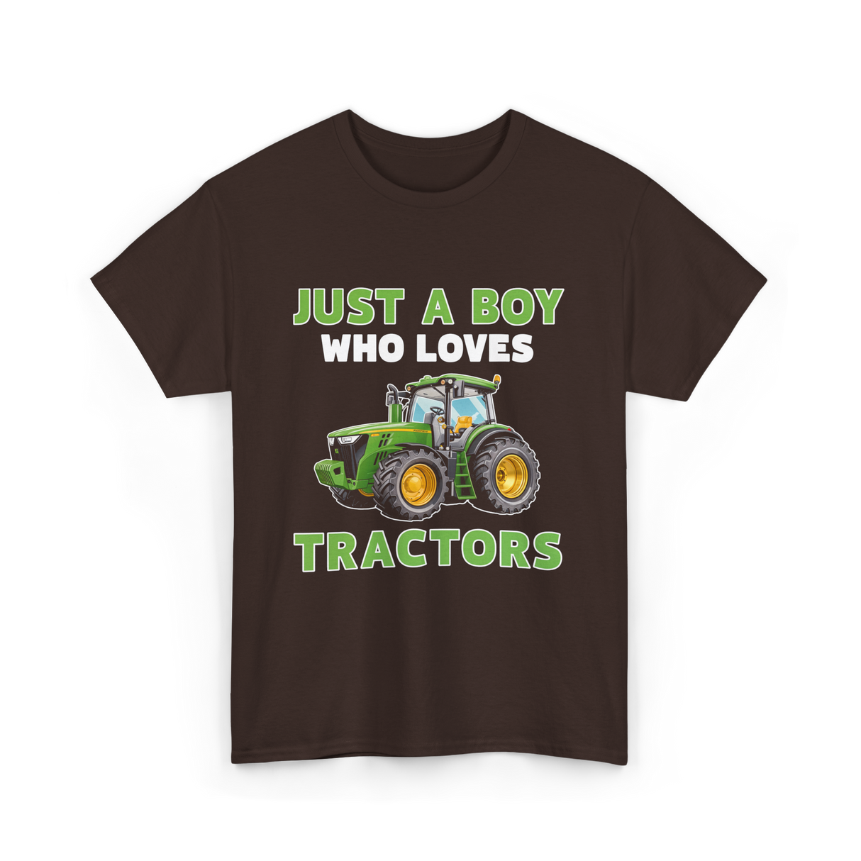 Just A Boy Tractors Farming T-Shirt - Dark Chocolate