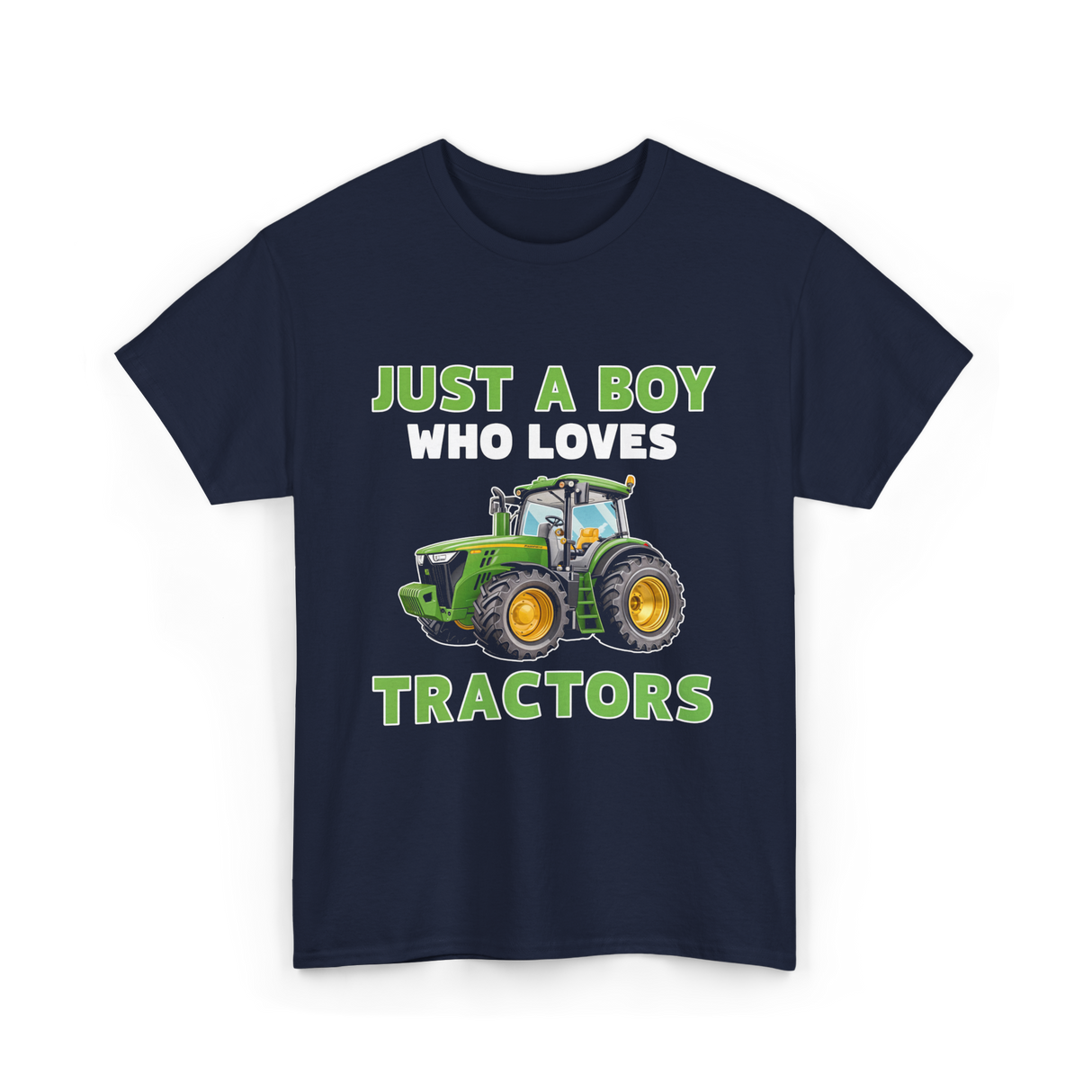 Just A Boy Tractors Farming T-Shirt - Navy