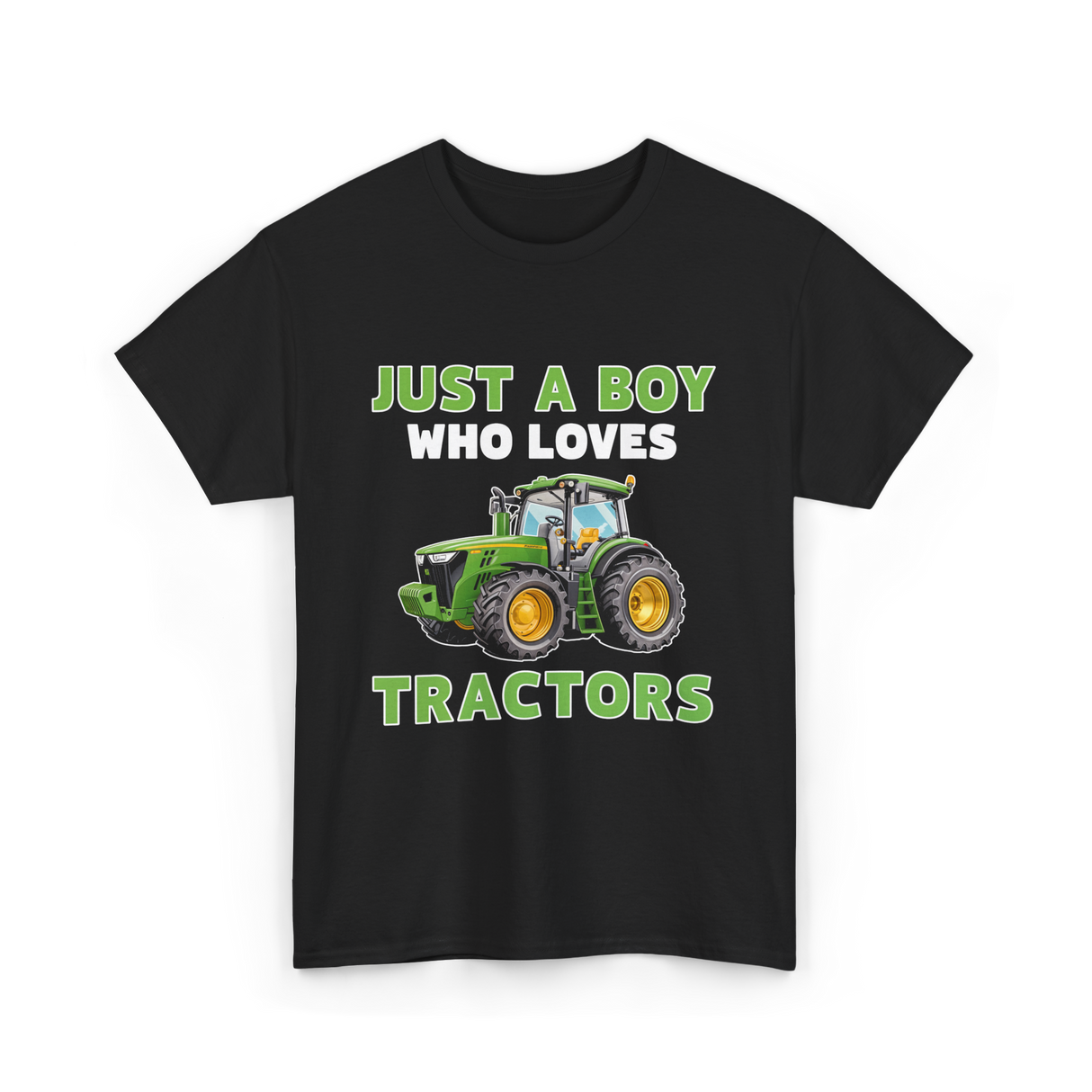 Just A Boy Tractors Farming T-Shirt - Black