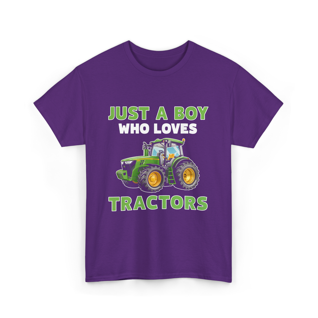 Just A Boy Tractors Farming T-Shirt - Purple