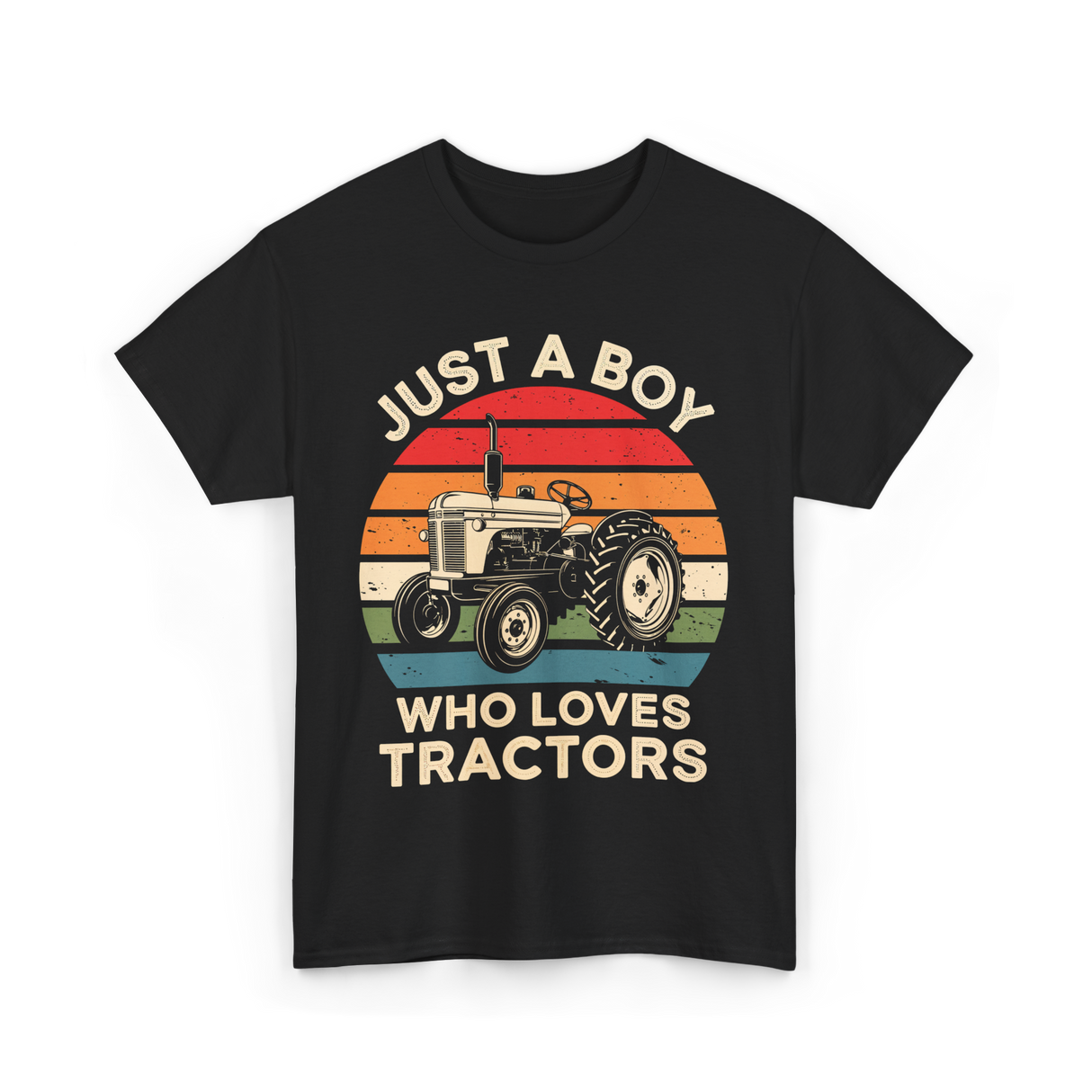 Just A Boy Who Loves Tractors Farm T-Shirt - Black
