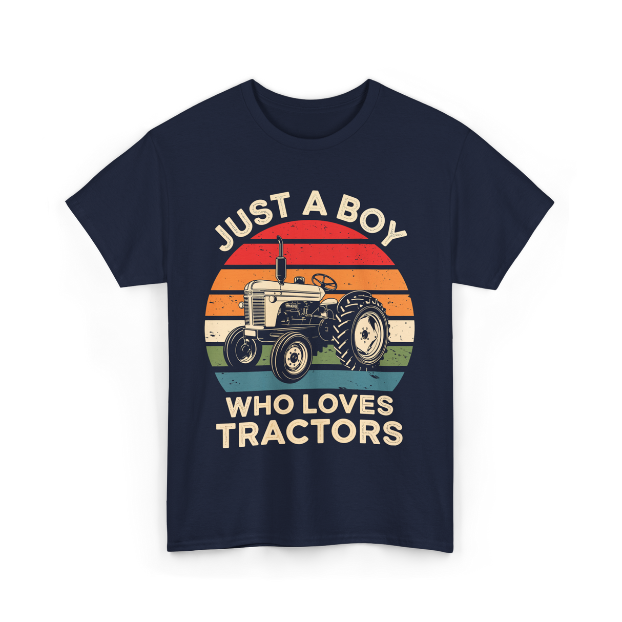Just A Boy Who Loves Tractors Farm T-Shirt - Navy