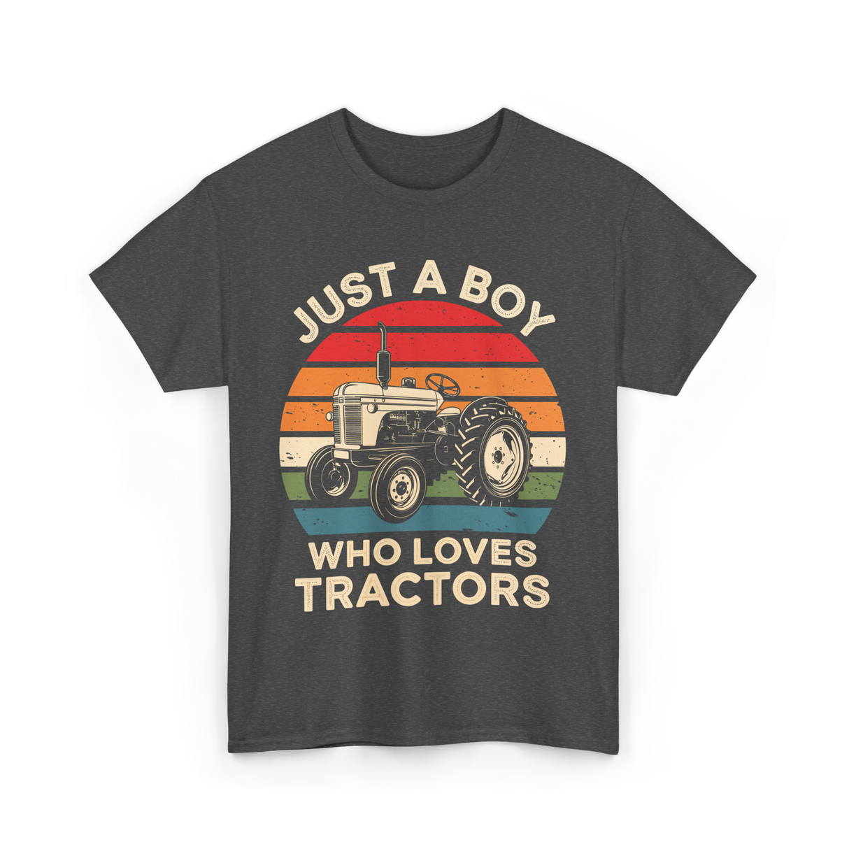 Just A Boy Who Loves Tractors Farm T-Shirt - Dark Heather