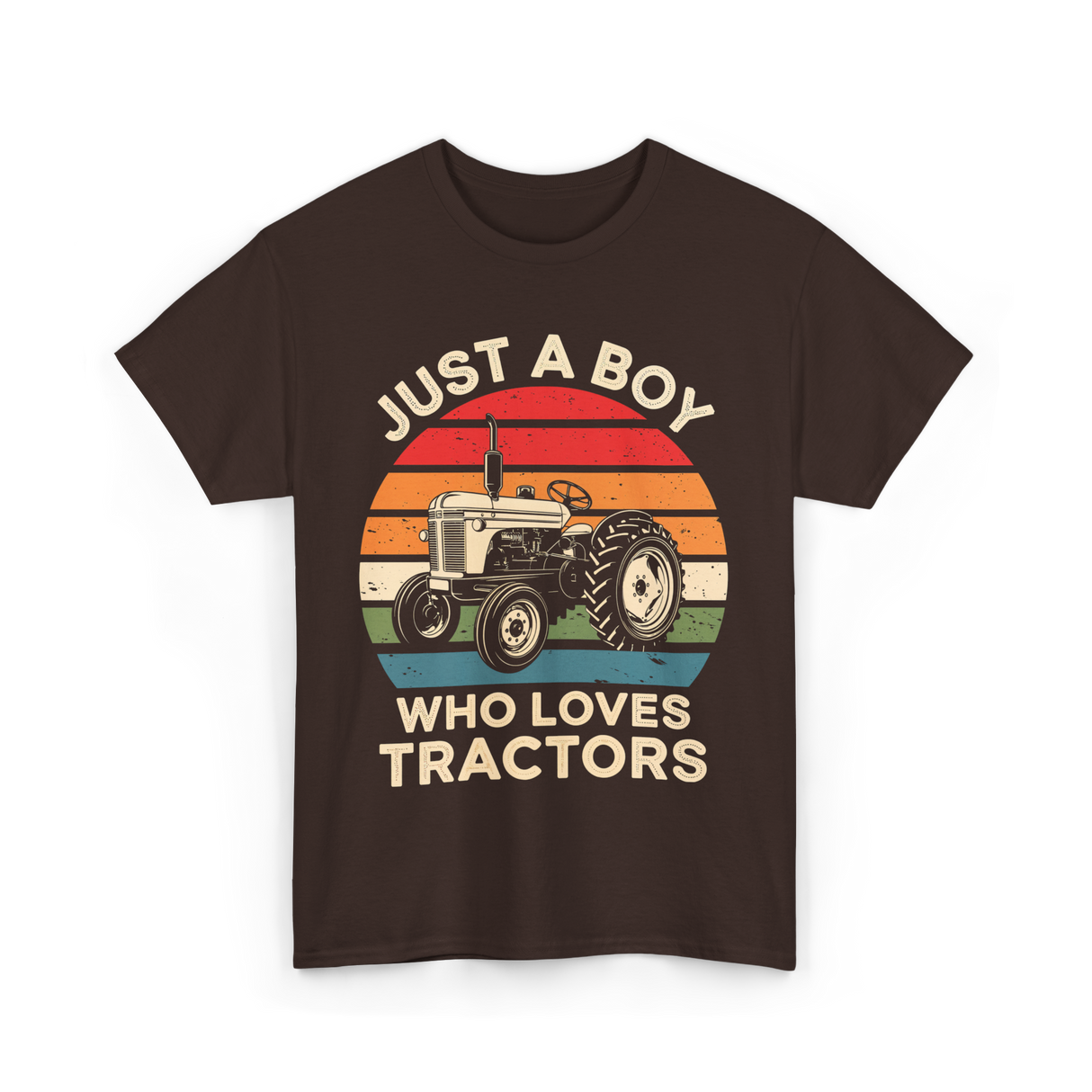 Just A Boy Who Loves Tractors Farm T-Shirt - Dark Chocolate