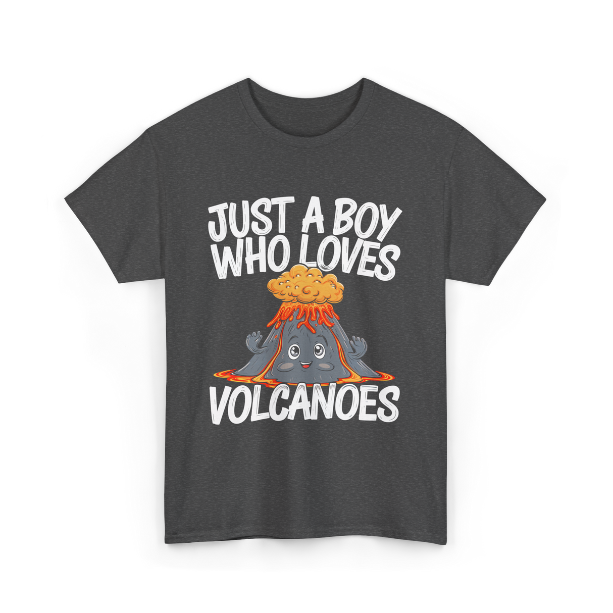 Just A Boy Who Loves Volcanoes T-Shirt - Dark Heather