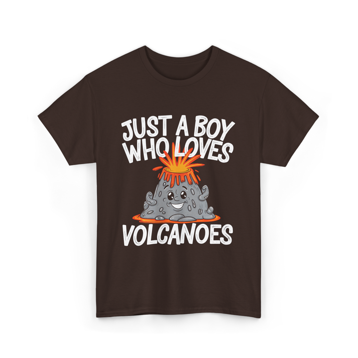 Just a Boy Who Loves Volcanoes Volcano T-Shirt - Dark Chocolate