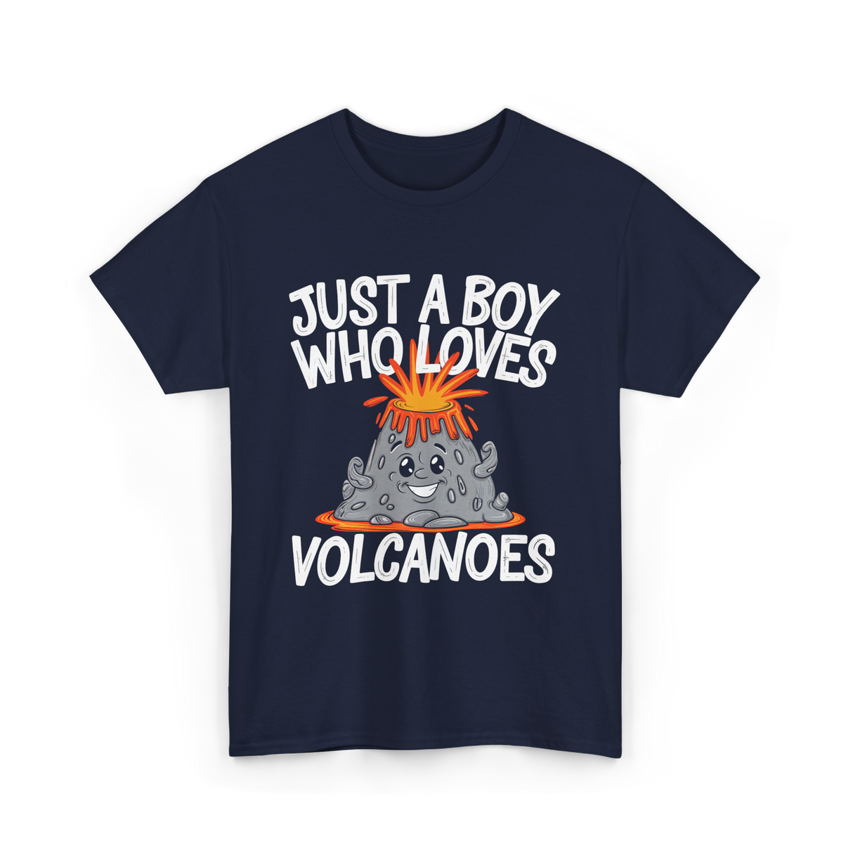 Just a Boy Who Loves Volcanoes Volcano T-Shirt - Navy