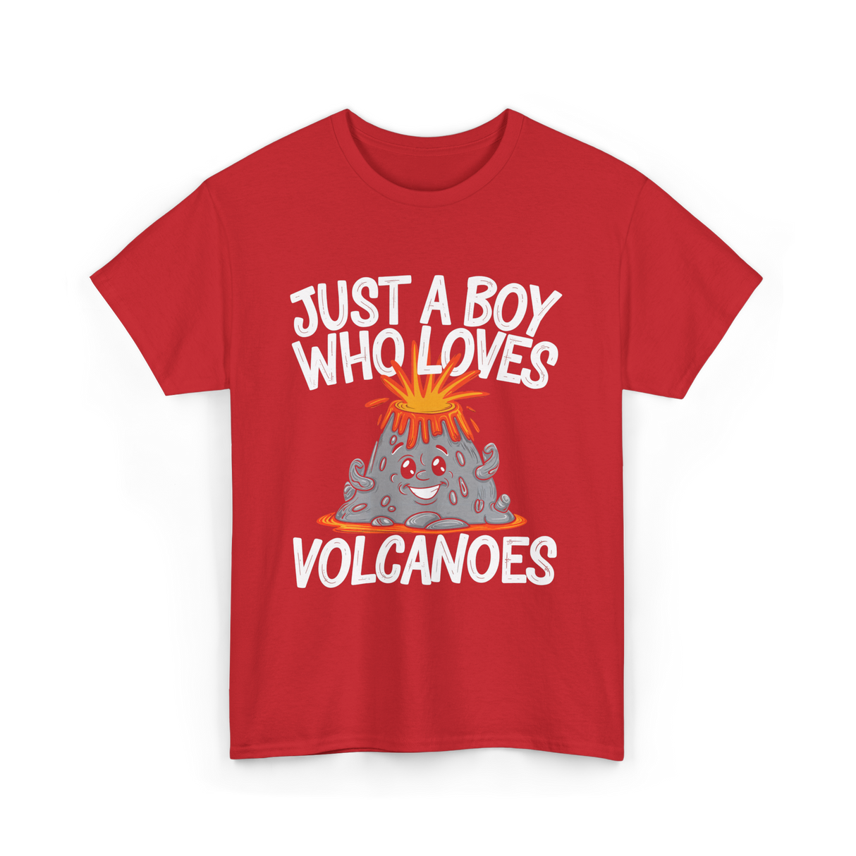 Just a Boy Who Loves Volcanoes Volcano T-Shirt - Red