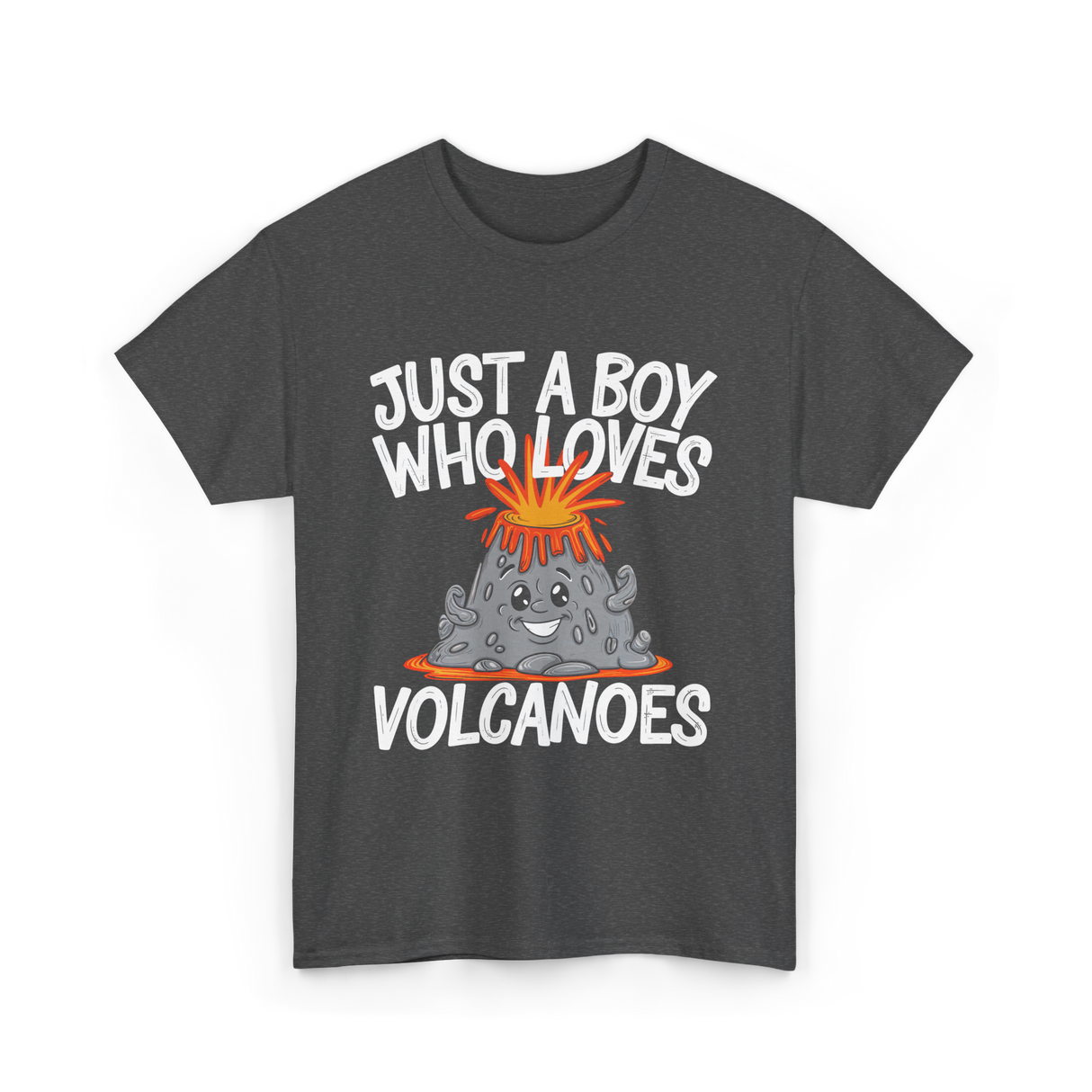 Just a Boy Who Loves Volcanoes Volcano T-Shirt - Dark Heather