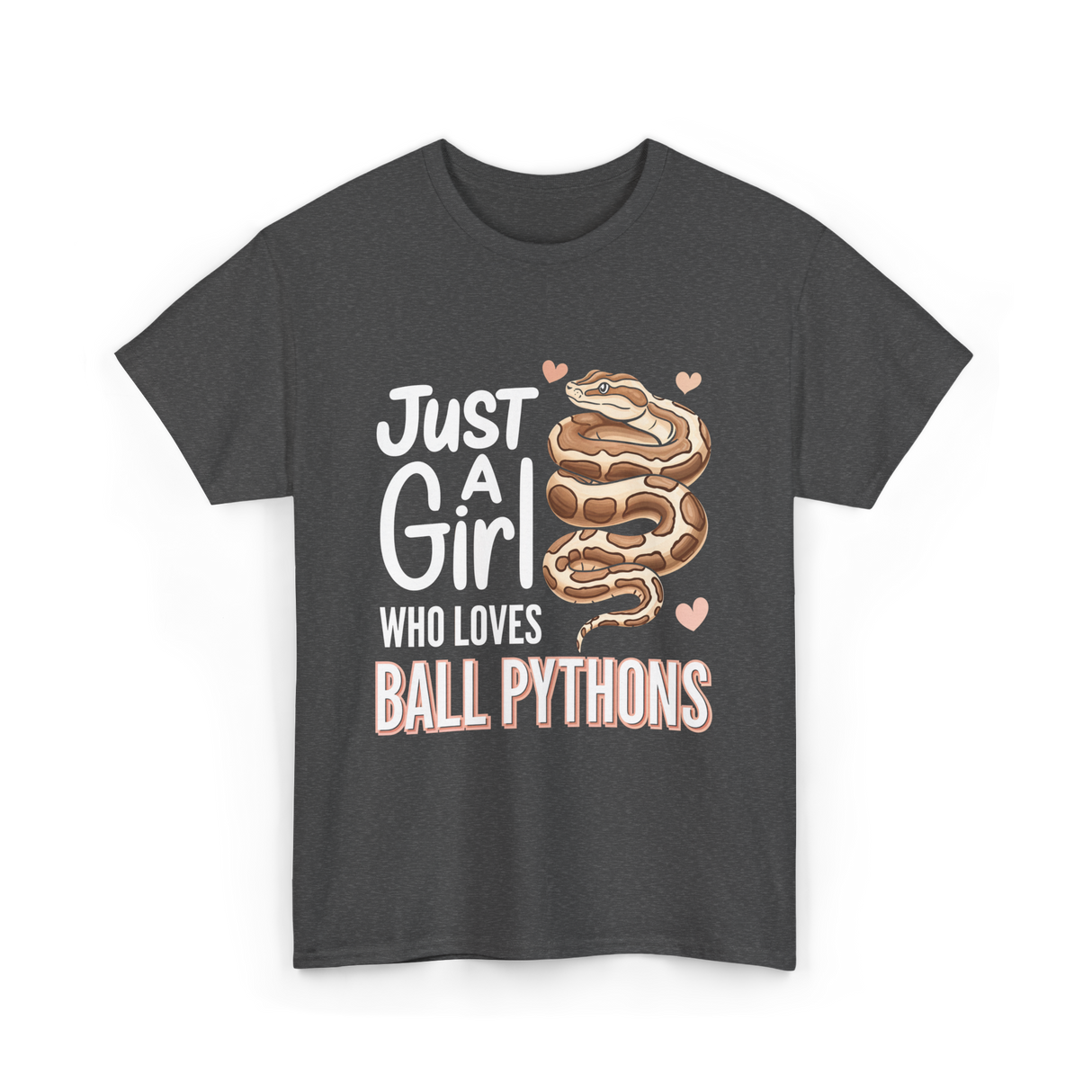 Just A Girl Ball Python T-Shirt - Dark Heather